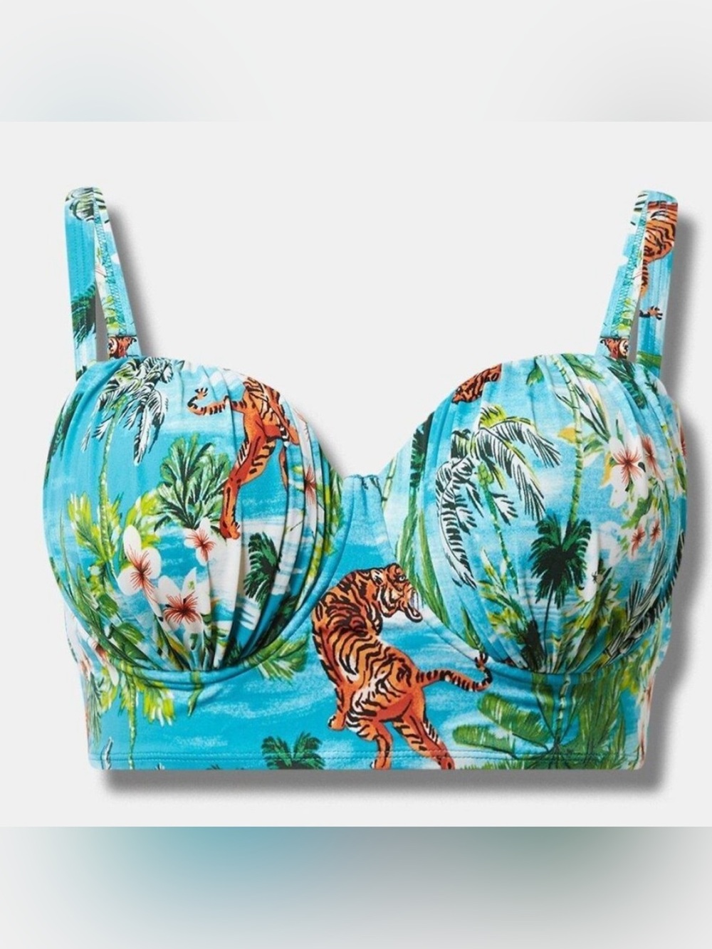 Torrid Retro Underwire Ruched‎ Cup Bikini Swim Top Tropical Size 2X (2-D/DD NWT)